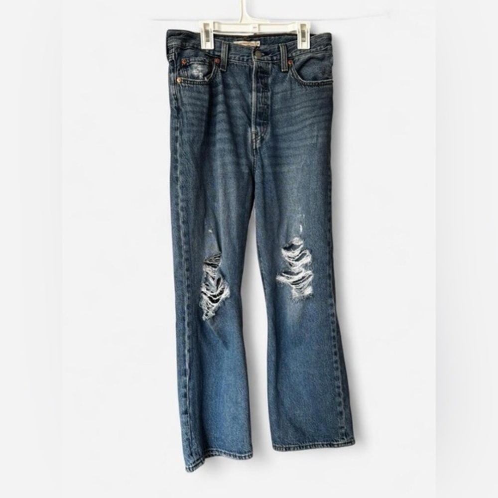 Levi's Ribcage Straight Ankle Jeans Feelin' Cagey Distressed 28 - Picture 3 of 10
